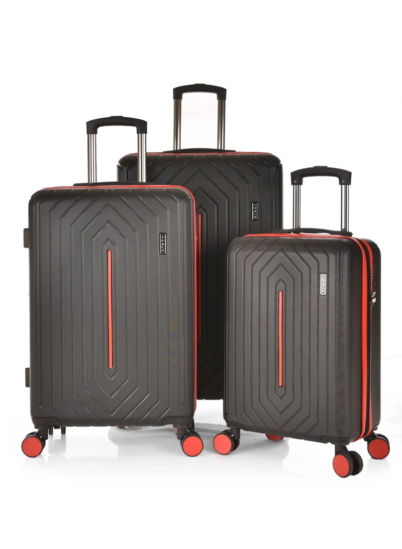 Track TRACK Luggage Set, Acrylonitrile Butadiene Styrene (ABS) Material, Trolley Travel Bag with Carry On Cabin and Checked In Sizes, combination Lock and 4 Double Wheels, Expendable, Size 20/24/28,13442/3P