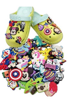 NIBEMINENT Shoe Charms Crocs, Decoration Charms, 40 PCS Mixed PVC for Shoes Silicone Wristbands, Hole Buckle, Party Gift Kids and Teens Girls 