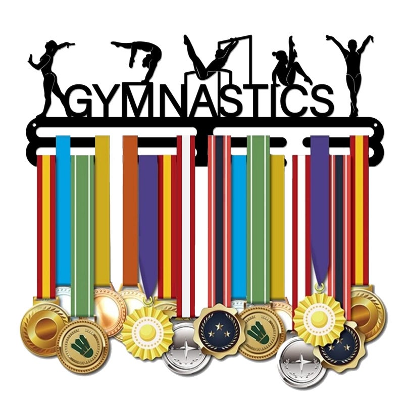 SUPERDANT Gymnastics Medals Holder Gymnastics Medal Hanger Display Womens Gymnastic Sports Medals Hanger Rack Metal Holder Ribbon Display for Competition Medal Hanging Gifts for Athlete 1575x6in