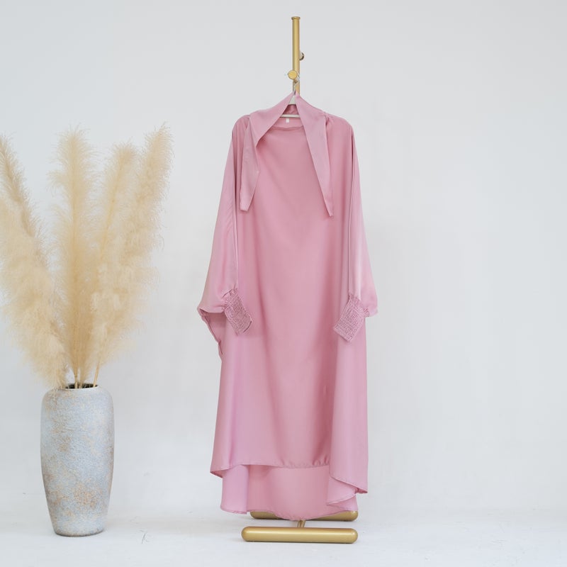 2023 Loriya Maxi Plain Abaya Kids Dress LR662 Pink