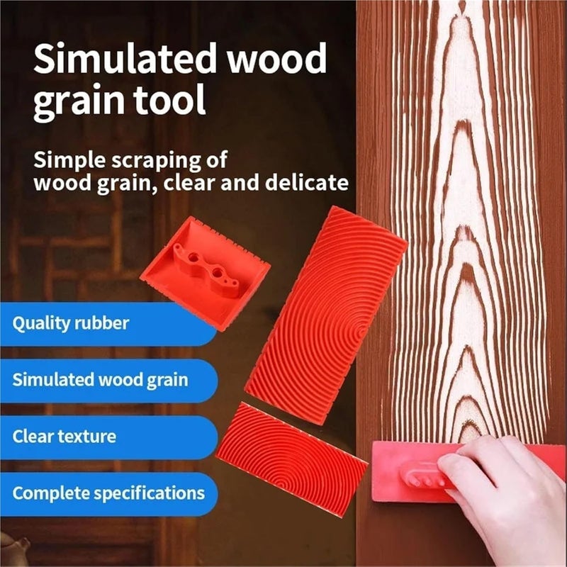 Wood Grain Tool for Painting 8pcs Rubber Roller Brush Painting Tool Reusable Imitation Home Decor Art Wood Graining Tools - Image 3
