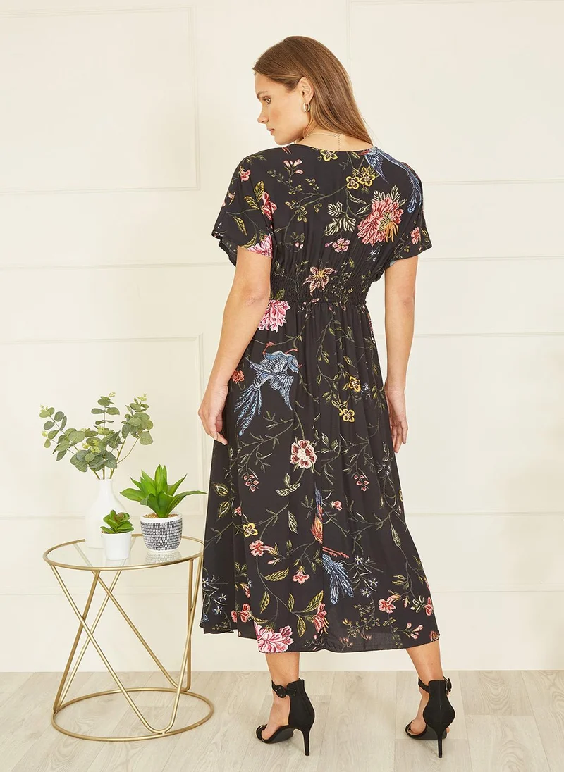 يامي Floral Print Midi Dress