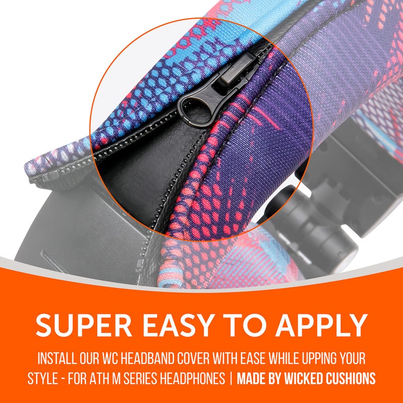 WC BandZ V2 Protective Headband Cover for Audio Technica ATH M Series Headphones - Machine Washable, No More Flaking Leather - Compatible with M50X / M50XBT / M50 / M40X & More | (Speed Racer) - Image 4