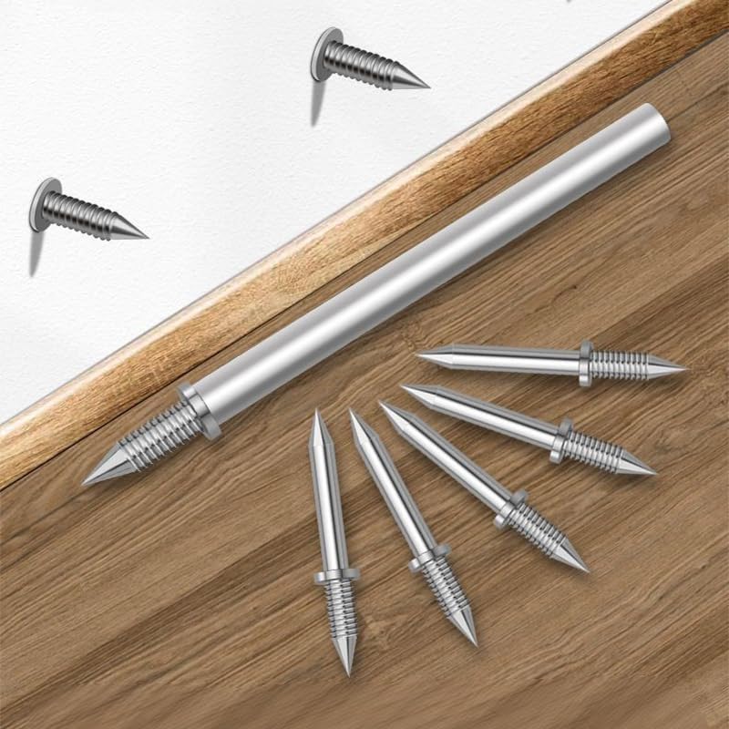 Yopolaz 100 Pcs Double Head Skirting Thread Seamless Nail - Double Headed Nails - Rust Proof No Trace Invisible Security Skirting Thread Screws Set (100 Pcs + Extender) - Image 1