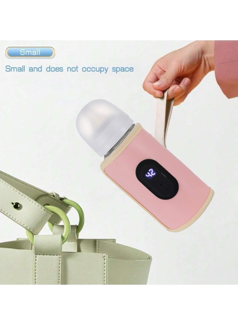 20-Gear Portable Baby Bottle Quick Warmer With Digital Display And Waterproof Thermostatic Bottle Cover (Pink) - Image 3
