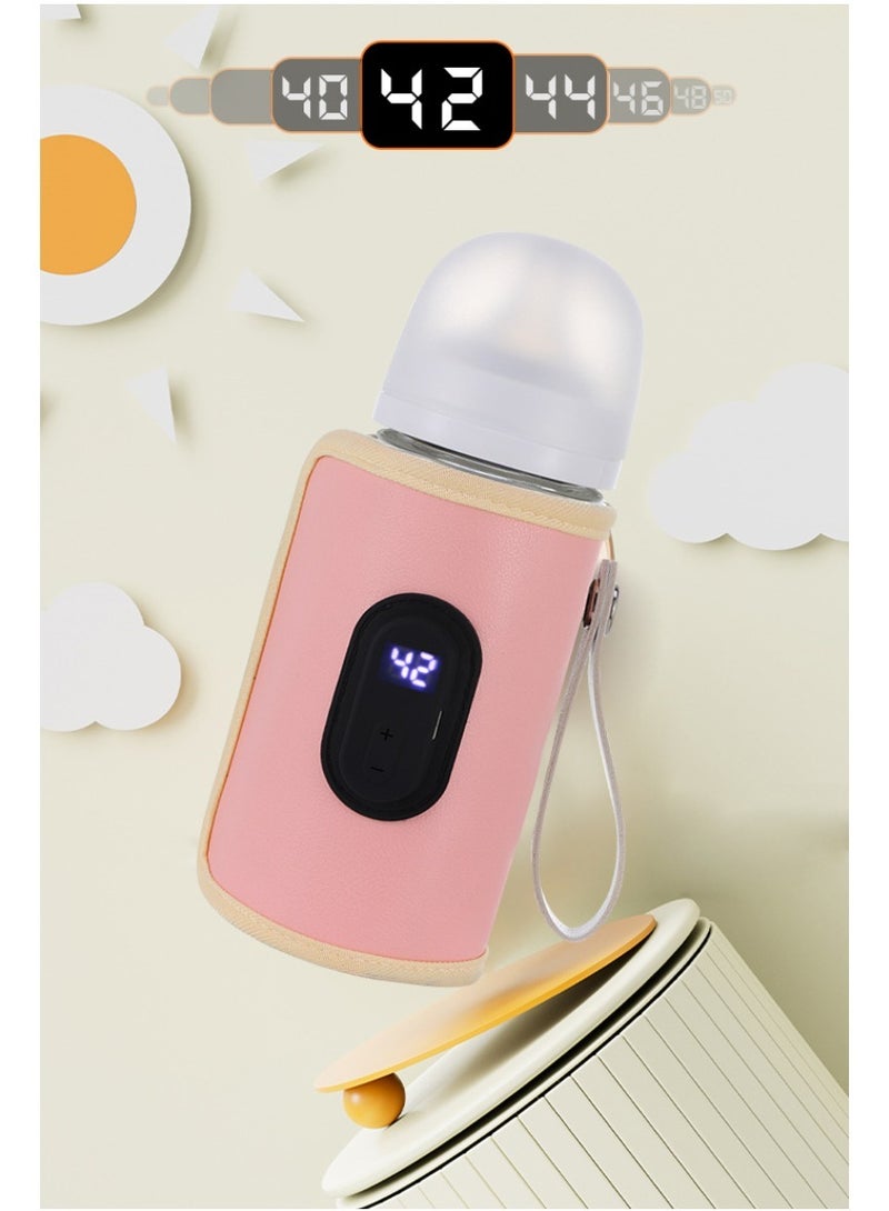 20-Gear Portable Baby Bottle Quick Warmer With Digital Display And Waterproof Thermostatic Bottle Cover (Pink) - Image 4