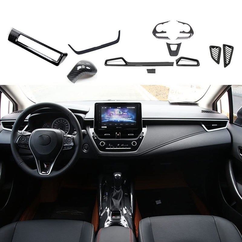 BOYUER for Toyota Corolla 2020 2021 2022 2023 2024 11PCS ABS Interior Full Accessories Center Console Gear Box Cover Trim Decoration Stickers(Carbon  Fiber) - Image 1