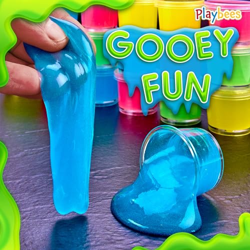 Playbees Mini Glow in The Dark Slime 48 Pack Slime Party Favors Neon Blue Green Pink Yellow Colors Glowing Slime Kit for Kids Party Favors Goody Bag Fillers - Image 5
