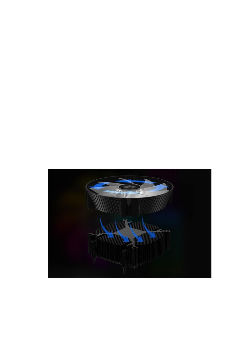 ID-COOLING DK-07i CPU Cooler for LGA1700, 60mm Height Low-Profile CPU Air Cooler with Aluminum Fins, Rainbow RGB Lighting, 120mm PWM Fan, Thermal Compound Included, TDP 125W - Image 4