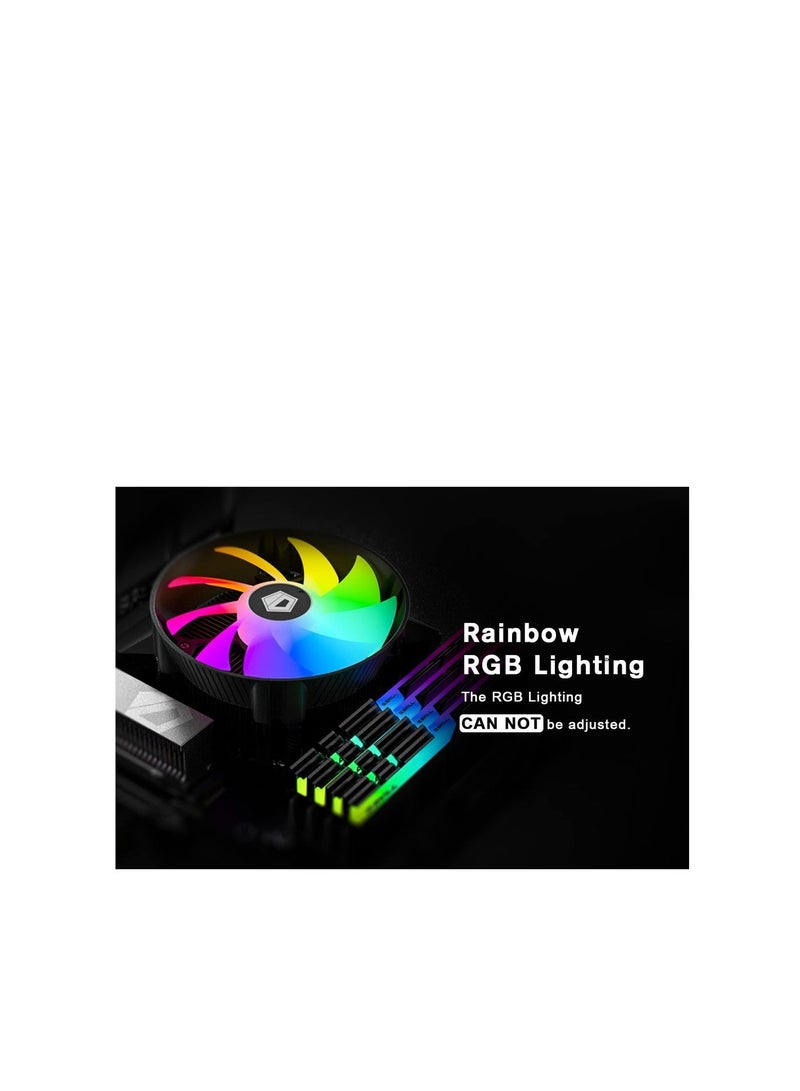 ID K-07i CPU Cooler for LGA1700, 60mm Height Low-Profile CPU Air Cooler with Aluminum Fins, Rainbow RGB Lighting, 120mm PWM Fan, Thermal Compound Included, TDP 125W - Image 2