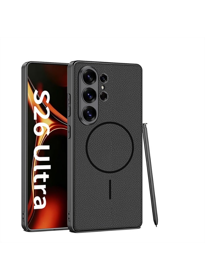 GKK Luxury Leather Case with Colorful Magsafe for Samsung Galaxy S26 Ultra (2026) , Ultra-Thin, Anti-Drop, All-Round Protection Phone Cover Support MagSafe Wireless Charging with Pen Slot Design - Pen NOT Included - Image 1