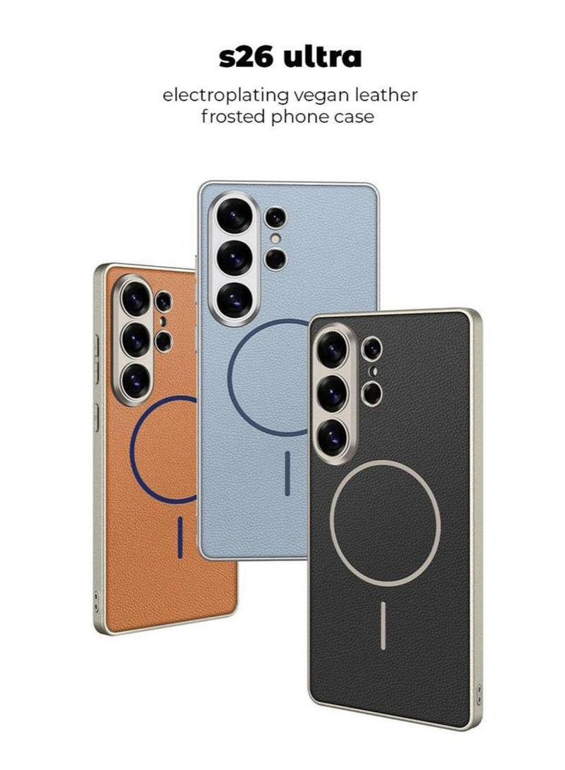 GKK Luxury Leather Case with Colorful Magsafe for Samsung Galaxy S26 Ultra (2026) , Ultra-Thin, Anti-Drop, All-Round Protection Phone Cover Support MagSafe Wireless Charging with Pen Slot Design - Pen NOT Included - Image 2