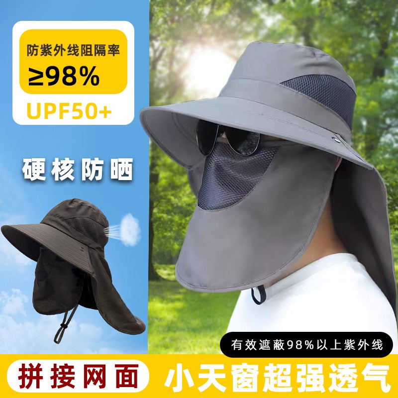 Sun Protection Bucket Hat with Neck Cover and Face Mask for Cycling, Unisex - Image 5