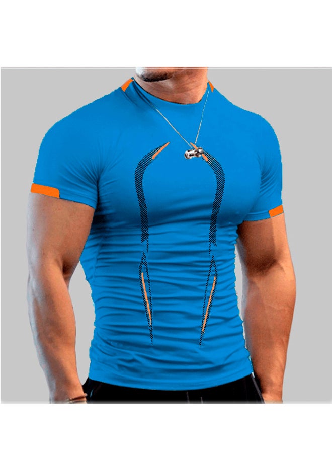 Summer Men Fitness Exercise Breathable Short Sleeve Quick Drying T-shirt  - Image 1