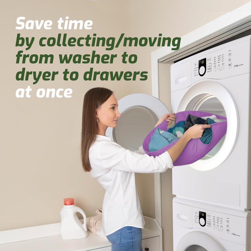 Laundry Turtle Collapsible Laundry Basket | Revolutionary Foldable Laundry Hamper | Innovative Laundry Basket for Dirty Clothes Washing & Dryer Removal Portable Laundry Grabber (Lavender, Large) - Image 2