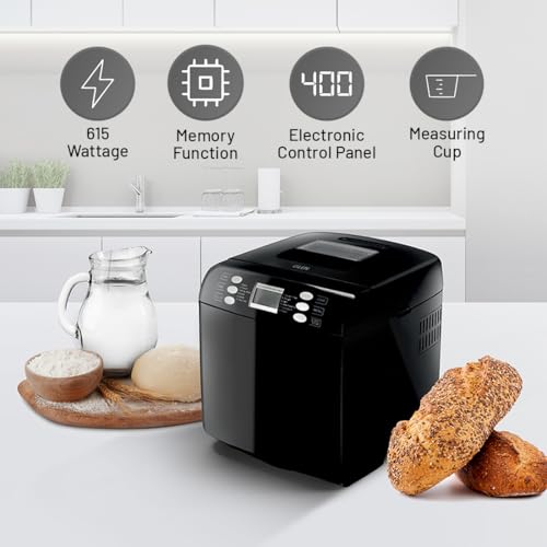 Glen Bread Maker & Atta Kneader Machine, 700-900gm, Fully Automatic, With Time Delay Start & 12 Pre-Set Functions, Non-Stick Baking Pan, 3 Crust Setting, Electronic Controls, 550W-Black(3039) - Image 3
