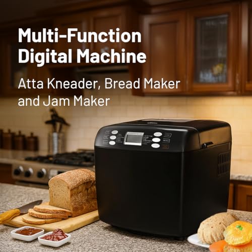 Glen Bread Maker & Atta Kneader Machine, 700-900gm, Fully Automatic, With Time Delay Start & 12 Pre-Set Functions, Non-Stick Baking Pan, 3 Crust Setting, Electronic Controls, 550W-Black(3039) - Image 2