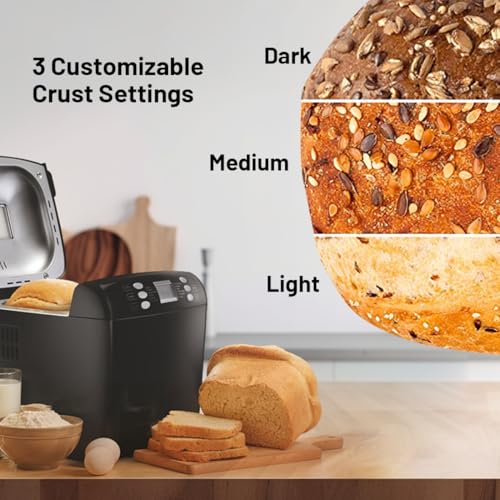 Glen Bread Maker & Atta Kneader Machine, 700-900gm, Fully Automatic, With Time Delay Start & 12 Pre-Set Functions, Non-Stick Baking Pan, 3 Crust Setting, Electronic Controls, 550W-Black(3039) - Image 4