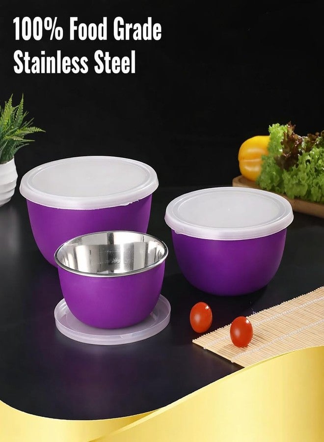 Zaib Microwave Safe Stainless Steel Euro Mixing Bowl with Lid for Kitchen Food Storage Pack of 3 Pcs Capacity, 500 ml, 800 ml, 1250 ml - Image 4