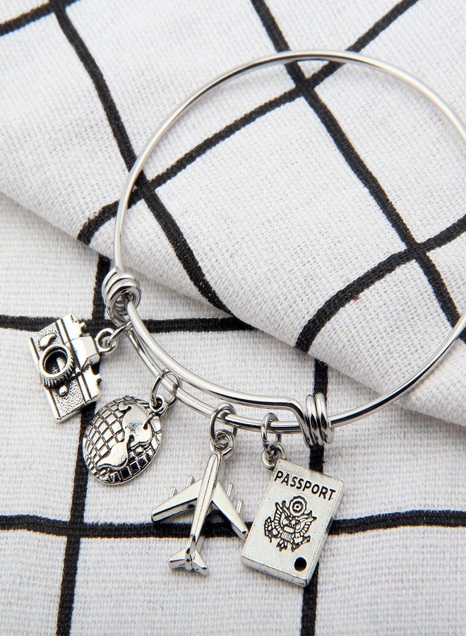 SEIRAA Travel Bracelet Expandable Wire Bracelet Bangle Charm Bracelets Gift For Traveler (travel bangle) - Image 2