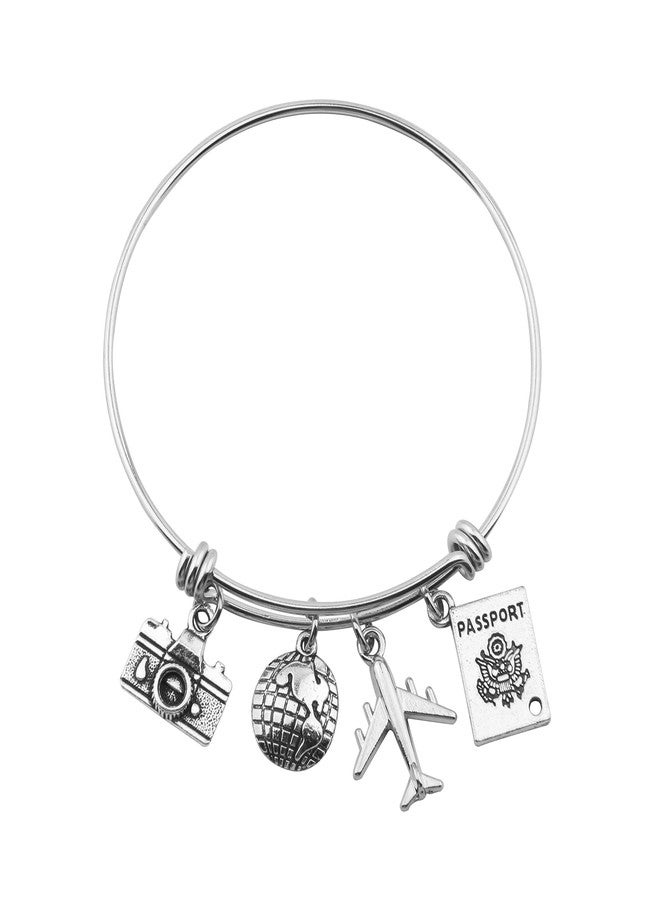 SEIRAA Travel Bracelet Expandable Wire Bracelet Bangle Charm Bracelets Gift For Traveler (travel bangle) - Image 1
