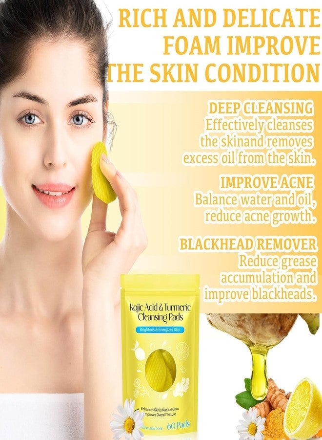 Suicune Turmeric Cleansing Pads,Kojic Acid Cleansing Pads for Acne Scars Face and Firming Skin,Remove Excess Keratin 60 PCS-Deep Clean Pores - Image 3