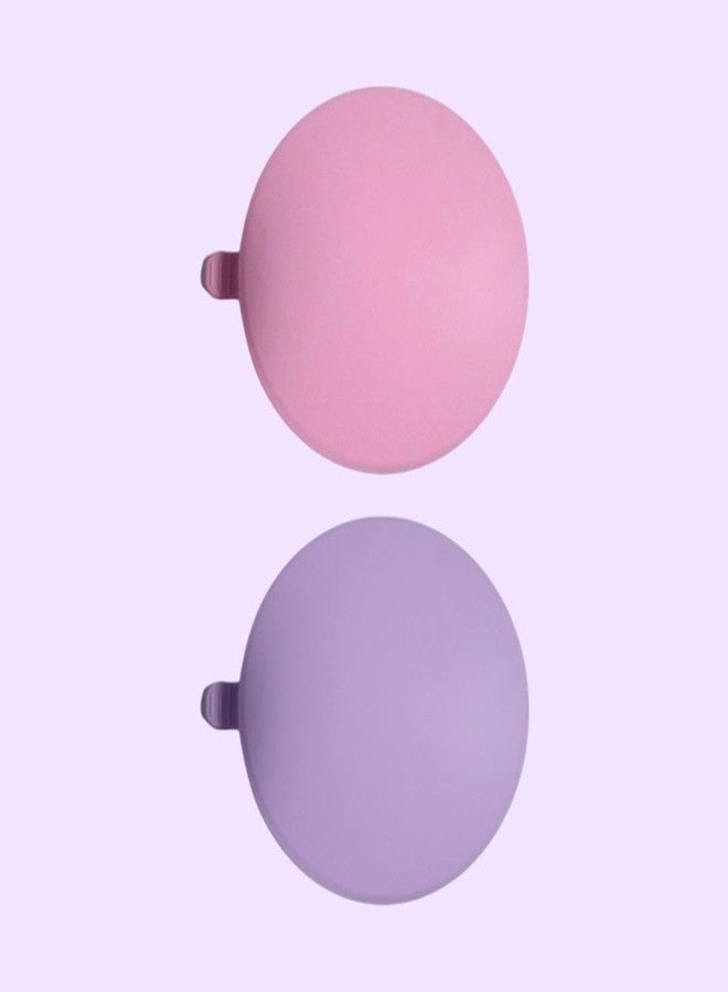 THEONI Stainless Steel Snack Cups - Pack of 2 | Spill-Proof Toddler Snack Cups with Silicone Food Catcher & Travel Lid | Dishwasher Safe (Pink & Purple) - Image 2