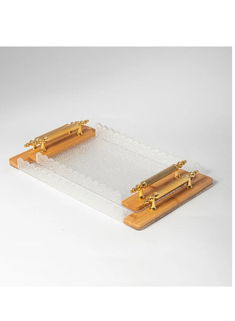 CC Bin Shihon Acrylic rectangular tray set with wooden ends in two sizes  - Image 1