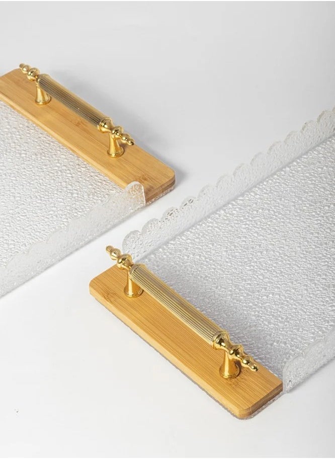 CC Bin Shihon Acrylic rectangular tray set with wooden ends in two sizes  - Image 4