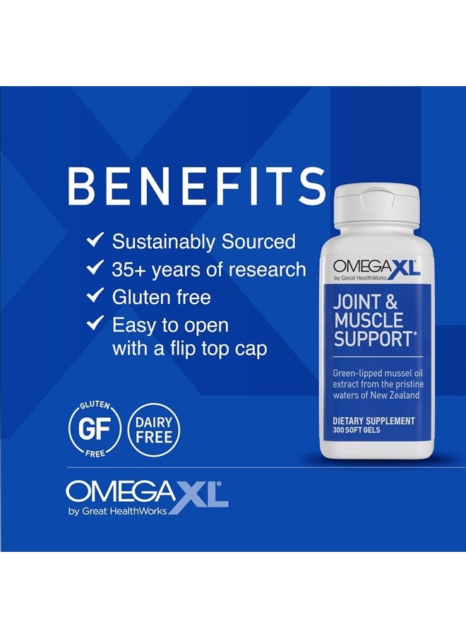 OmegaXL Joint Support Supplement - Natural Muscle Support, Green Lipped Mussel Oil, Soft Gel Pills - 300 Count  - Image 4