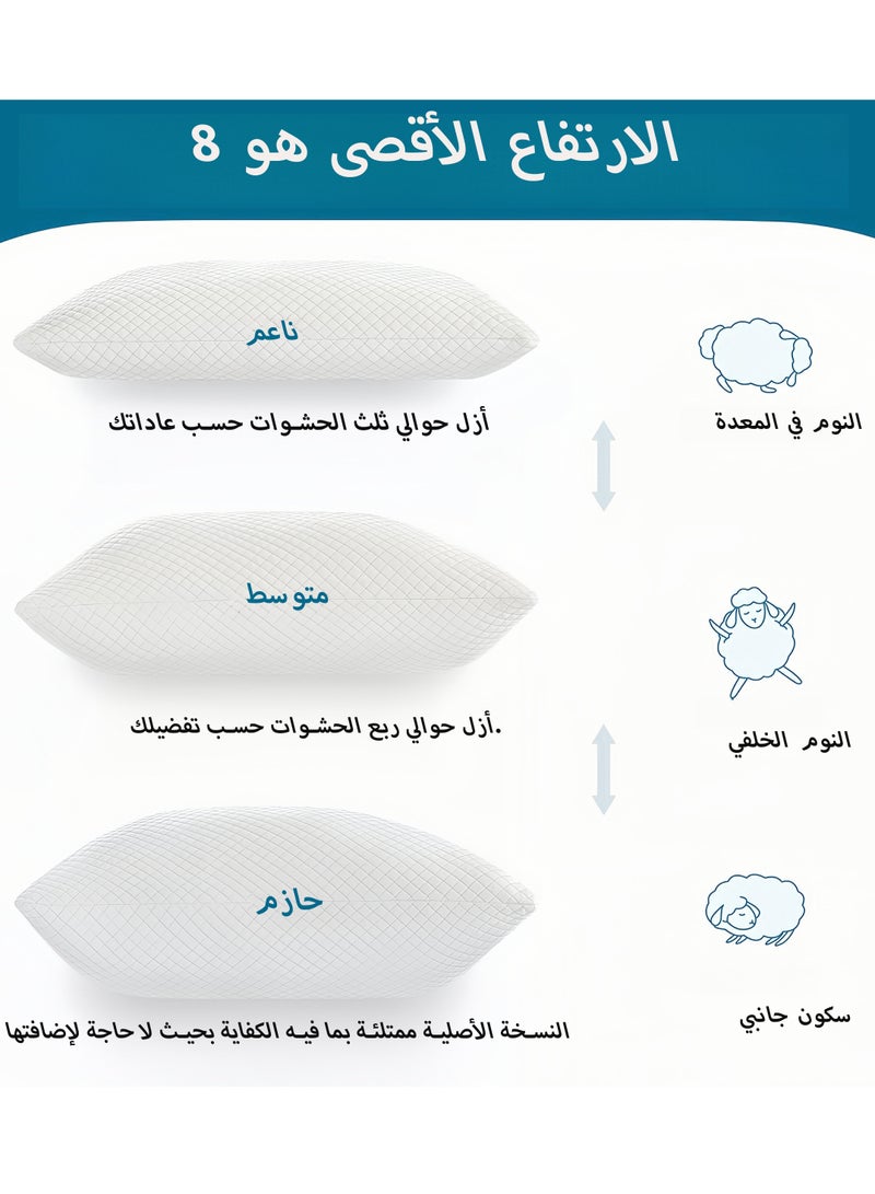 تانجبلب وسادة فاخرة للنوم - تعبئة رغوة الذاكرة الممزقة [دور علوي قابل للتعديل] غطاء قابل للغسل من الرايون المشتق من الخيزران - للنوم الجانبي والظهر والمعدة(حزمة من 1) - Image 4