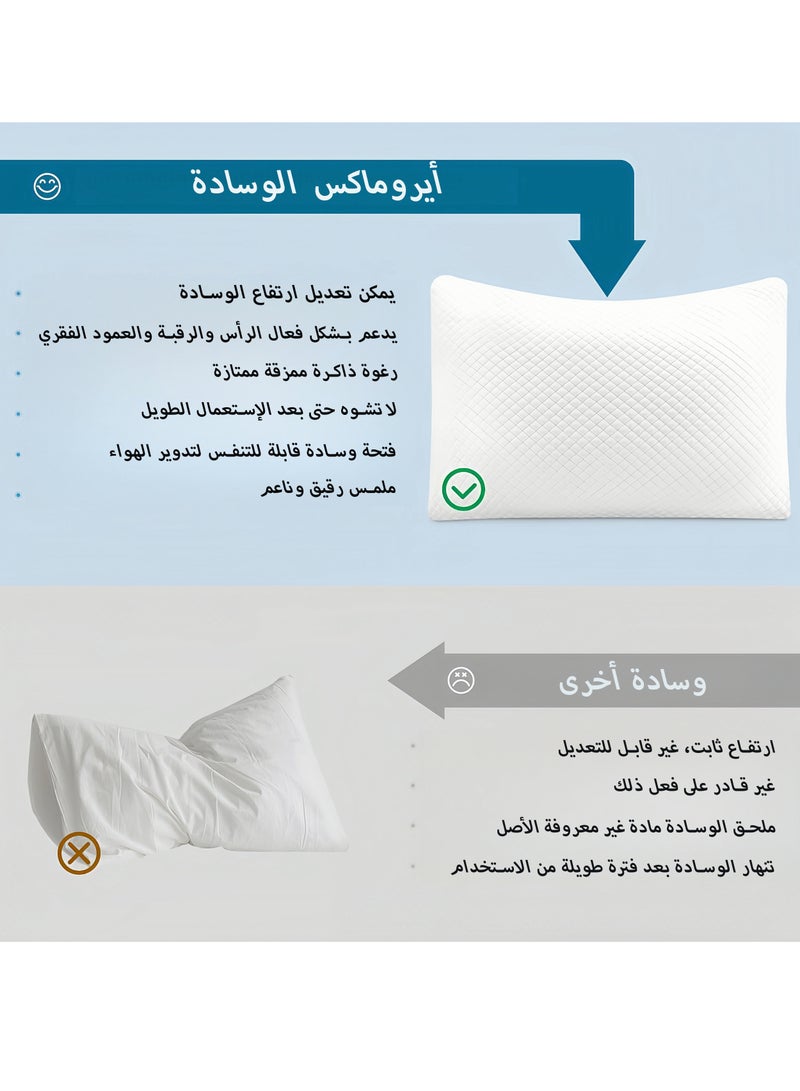 تانجبلب وسادة فاخرة للنوم - تعبئة رغوة الذاكرة الممزقة [دور علوي قابل للتعديل] غطاء قابل للغسل من الرايون المشتق من الخيزران - للنوم الجانبي والظهر والمعدة(حزمة من 1) - Image 5