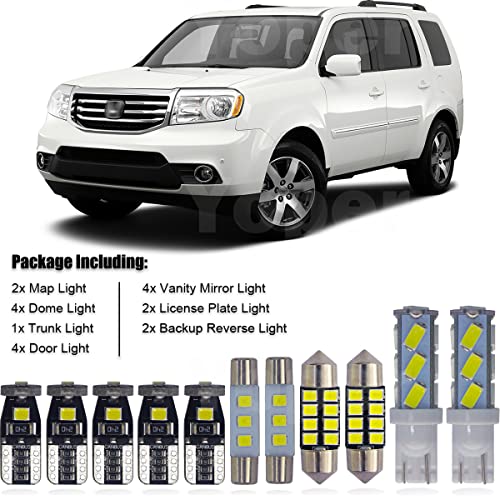 Yoper Interior Dome Map Light LED Kit Package Compatible with 2009-2015 Honda Pilot Vanity Mirror License Plate Bright White 6000K - Image 2
