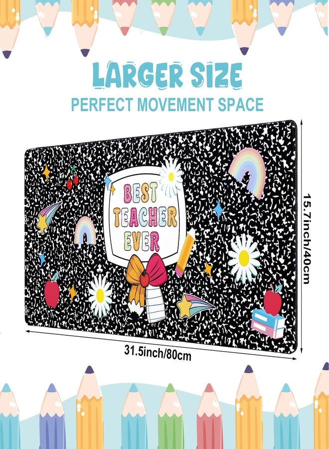 Kingdder Teacher Appreciation Gift Composition Teacher Desk Mat 31.5''x15.78'' Large Keyboard Mouse Pad Back to School Gift Book Desk Decor for Women Office Accessories - Image 2