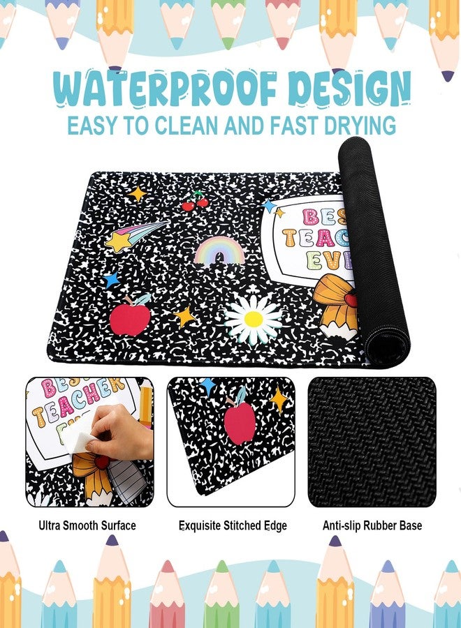 Kingdder Teacher Appreciation Gift Composition Teacher Desk Mat 31.5''x15.78'' Large Keyboard Mouse Pad Back to School Gift Book Desk Decor for Women Office Accessories - Image 3