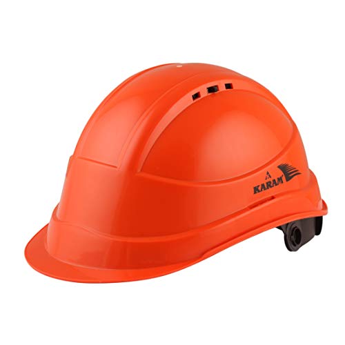 KARAM PN542 Safety Helmet for Men Industrial Construction Helmet | Ratchet Type Adjustment with Adjustable Chin Strap | Ventilation & Side Slot for Attachment | EN Certified Hard Hat | Chrome Orange - Image 1