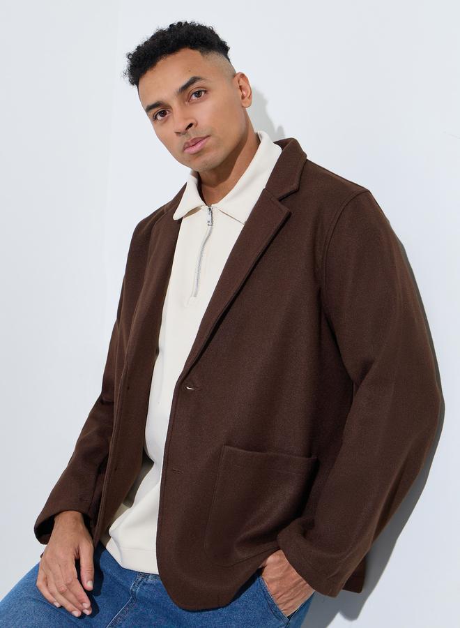 Styli Brown Solid Pocket Details Tailored Winter Coat - Image 1
