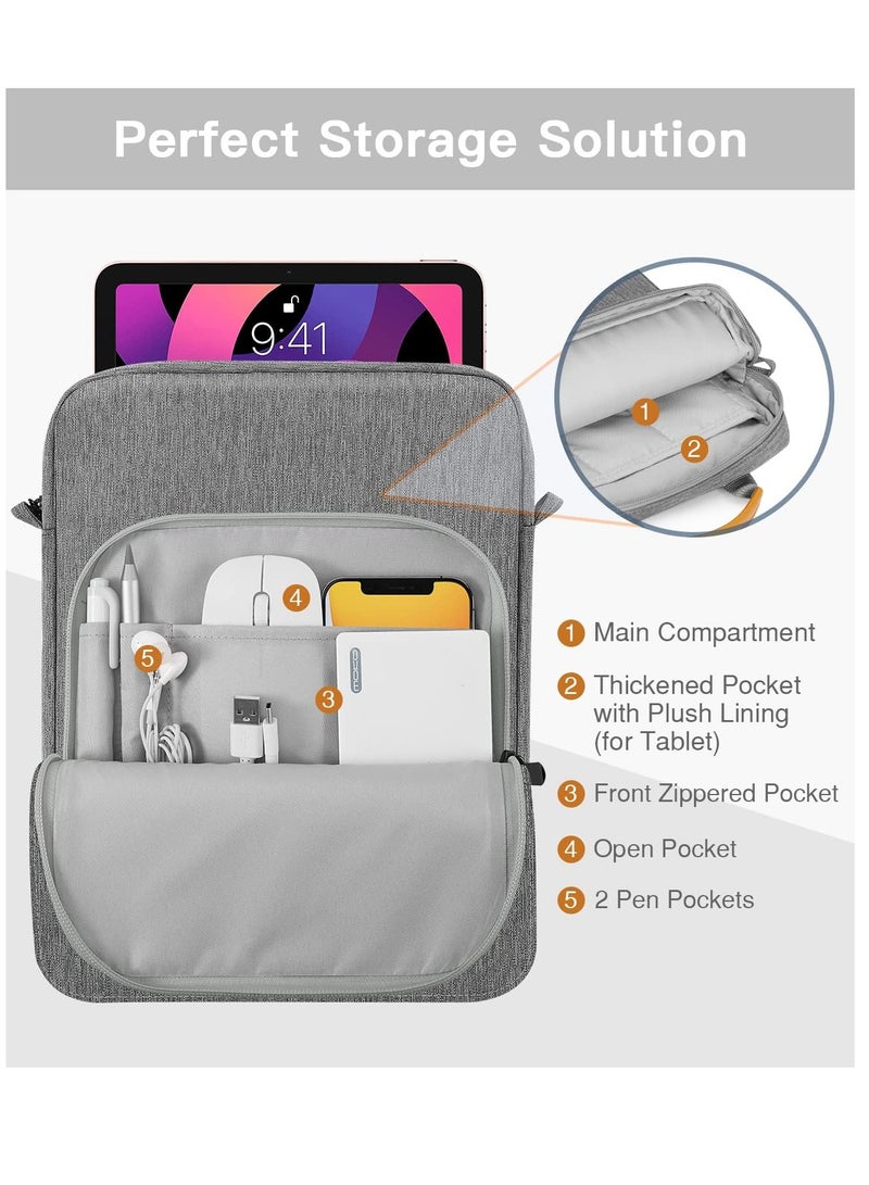 General 9-11" Tablet Sleeve Bag Case with Shoulder Strap for iPad 10.2 2021-2019, iPad 10th Generation 2022, iPad Air 5/4 10.9, iPad Pro 11 2022-2018, Galaxy Tab S9/S8/A8/A7 2023（Grey)））  - Image 3