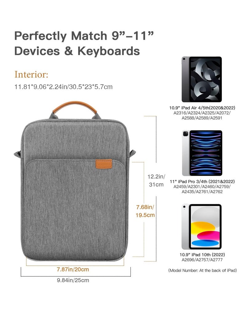 General 9-11" Tablet Sleeve Bag Case with Shoulder Strap for iPad 10.2 2021-2019, iPad 10th Generation 2022, iPad Air 5/4 10.9, iPad Pro 11 2022-2018, Galaxy Tab S9/S8/A8/A7 2023（Grey)））  - Image 2