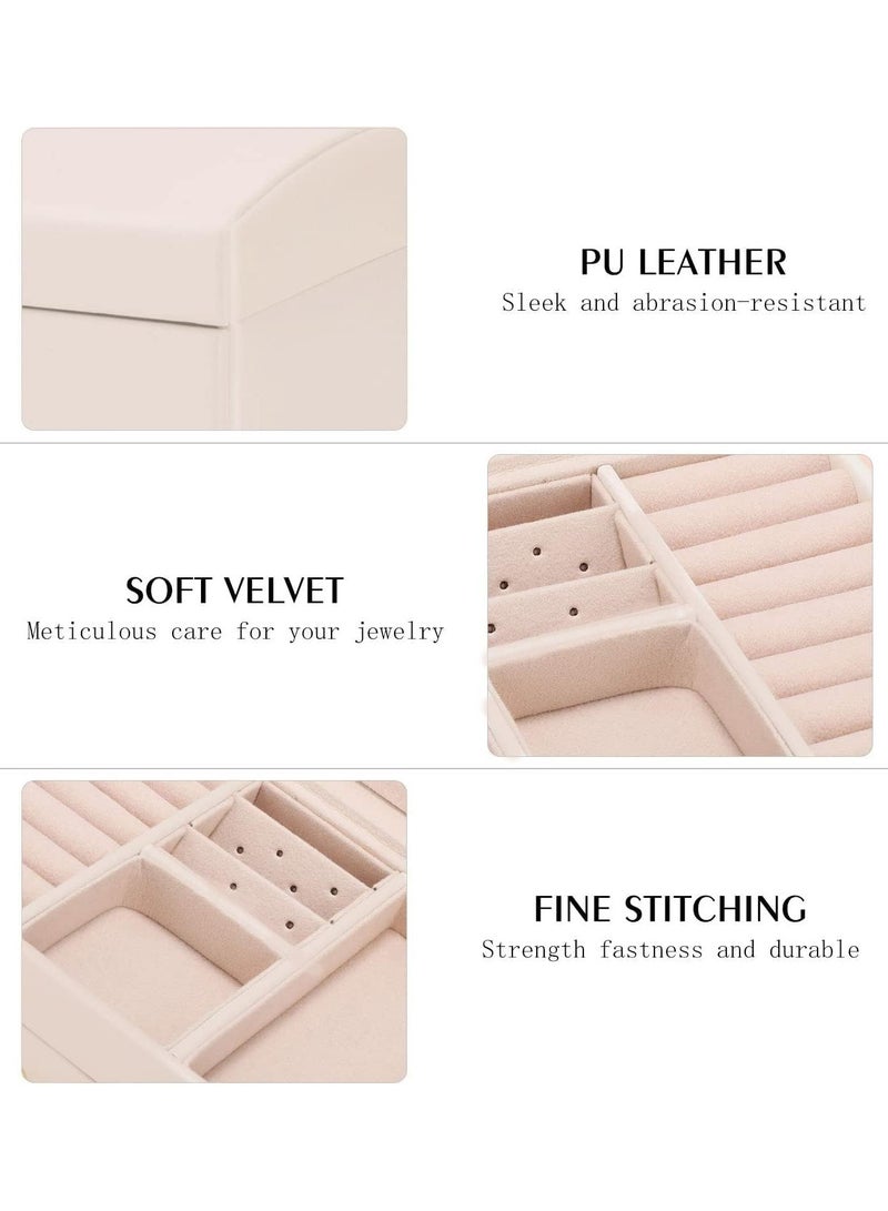 Soofam Jewelry Box Organizer for Women Girls, 3-Layer Jewelry Organizer with Lock and Drawer, Removable Grids Tray Storage Case for Earring Rings Necklaces Bracelets Sunglasse (Pink) - Image 3