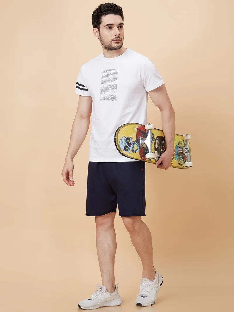 Globus Men Navy Solid Regular Fit Sports Short