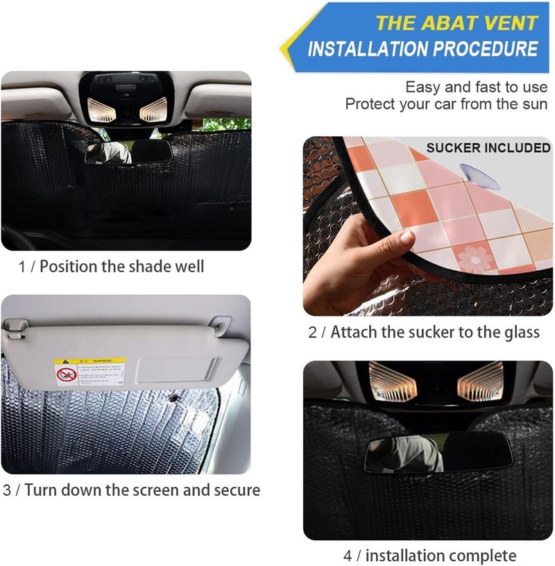 KLL Sun Visor for car Windshield, Foldable heatshield acesorios para coches 57x31.5 Inch, Squares Gold Orange Cherry Blossom - Image 2