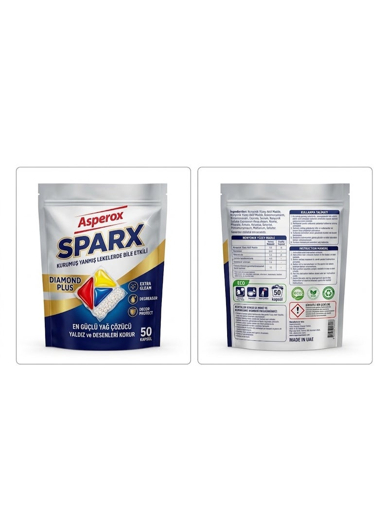 Sparx Diamond Plus Dishwashing Capsules - 50 Capsules