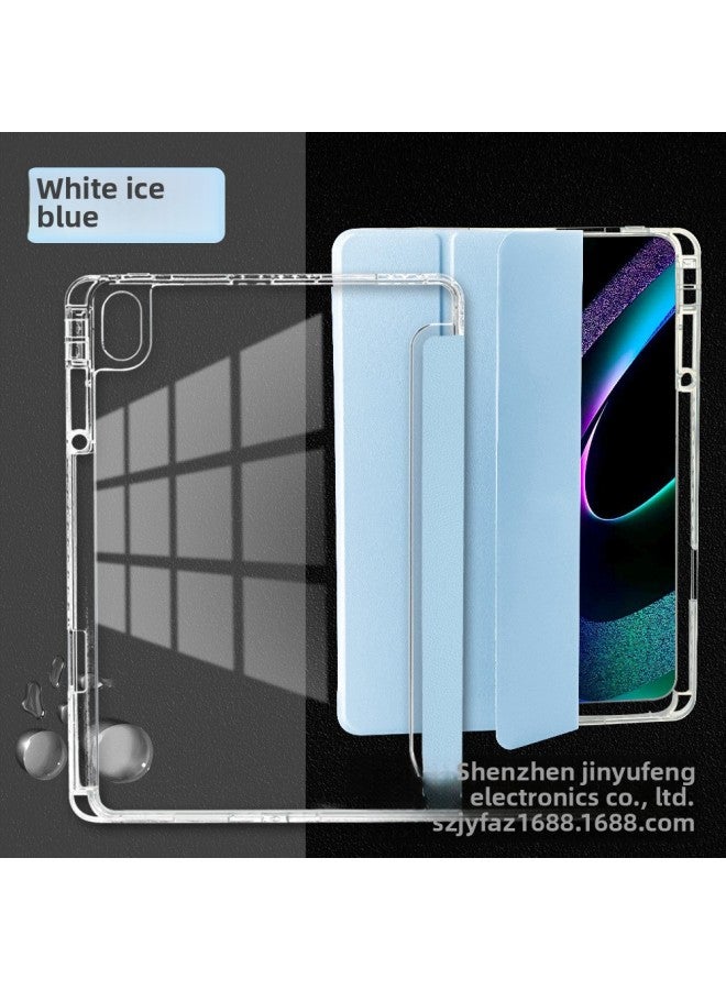 For IPad Protective Case Air11 For Apple Tablet Computer Leather Case Pen Slot Acrylic High Permeability Pro11 Inch Hard Case-Color:White Ice Blue 【high Transparent Bottom Shell】】-Applicable Model:Ip 10th Generation/11th Generation 【2022/2025 Universal】