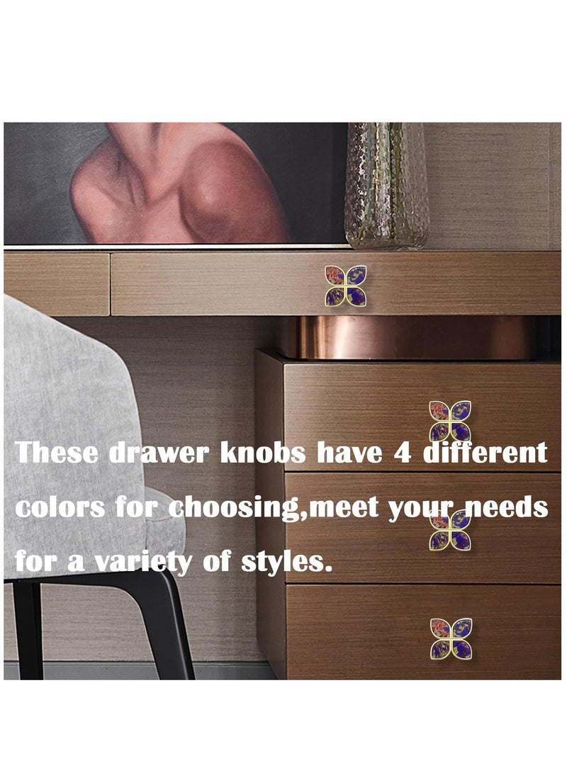 Cobest Knobs Four-Leaf Clover Brass Pulls Handles, Gold Knobs Dresser Knobs Clover Cabinet Handles with Screws for Dresser Drawers Kitchen Cabinet Watercolor, 6 pcs - Image 3