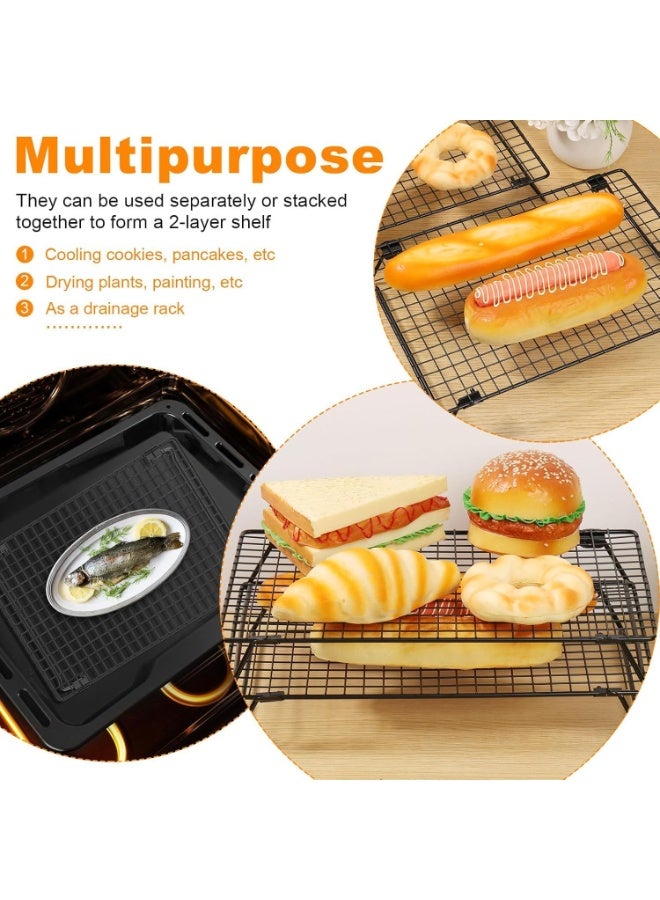 Soofam Set of 2 Cooling Racks with Folding Legs，for Cooking, Roasting, Drying, Rust-Resistant Non-Stick Cooling Grilling for Baking，17 x 11.2 inches，Black - Image 4