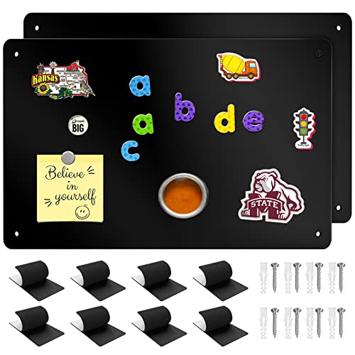 Bonnary 2Pack Magnetic Board,17.1" x 11.8" Magnet Display,for Magnets and Bulletin Board,Suitable for Wall, Refrigerator, Compartment, Cabinet etc,Comes with Dual Lock Tape for Easy Hanging (Black - Image 1