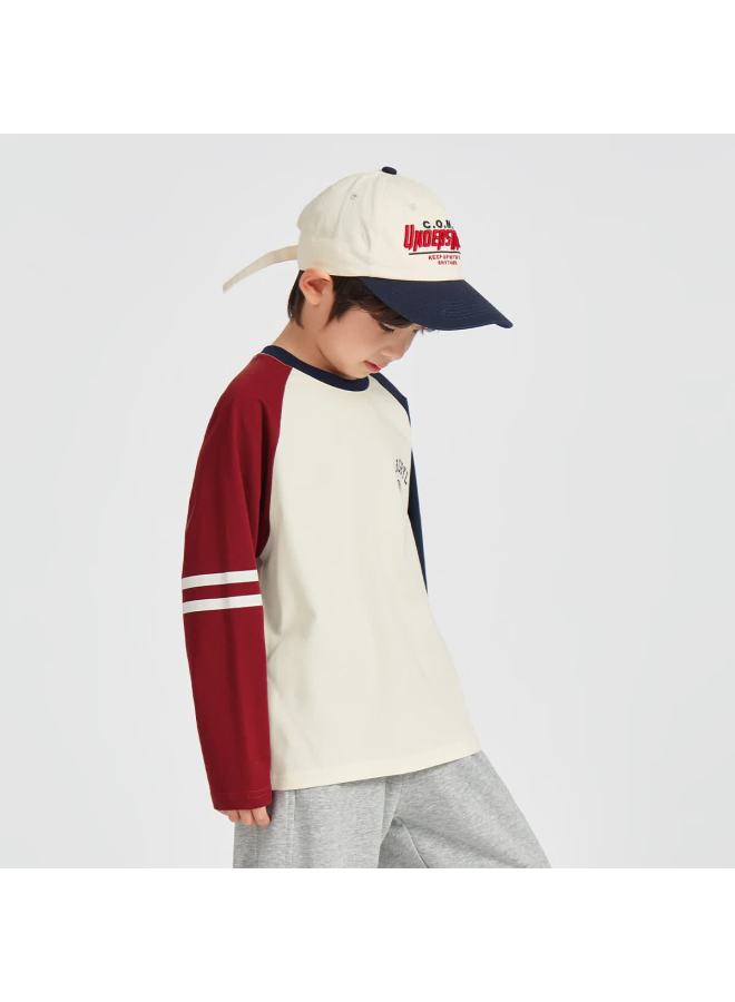 Duoduoji Boys Cotton Long Sleeve Base Layer  Spring Autumn Colorblock T-shirt European American Style Kids Top - Image 1