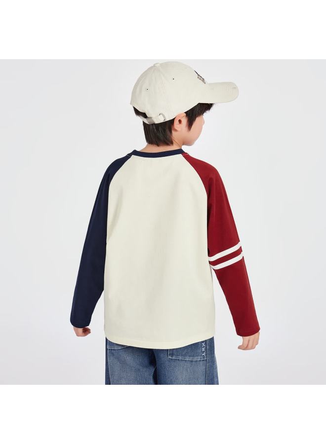 Duoduoji Boys Cotton Long Sleeve Base Layer  Spring Autumn Colorblock T-shirt European American Style Kids Top - Image 3