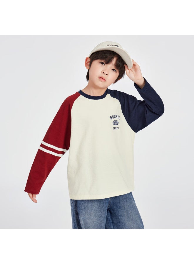 Duoduoji Boys Cotton Long Sleeve Base Layer  Spring Autumn Colorblock T-shirt European American Style Kids Top - Image 2